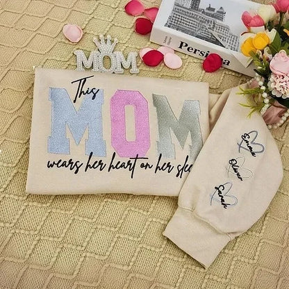 Custom Embroidered Mom’s Love Is Stitched Into Every Hug Sweatshirt | Mother’s Day Gift