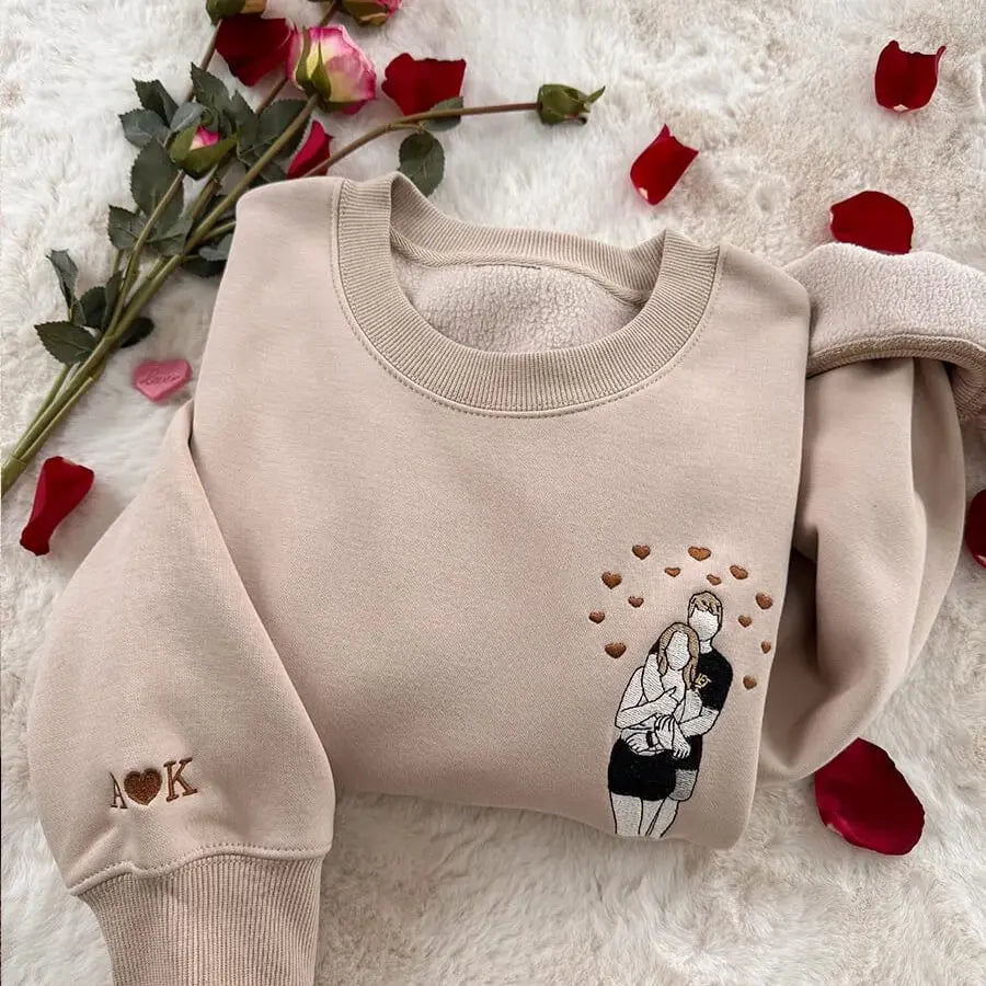 Custom Couple/Family Portrait Sweatshirt from Photo - Personalized Gift