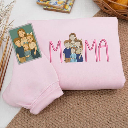 Custom Mama Embroidered Sweatshirt Personalized Name Mother’s Day Gift for Women