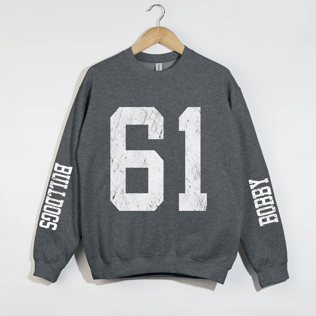Oversized Number Varsity Pullover – Custom Distressed Letterman Style