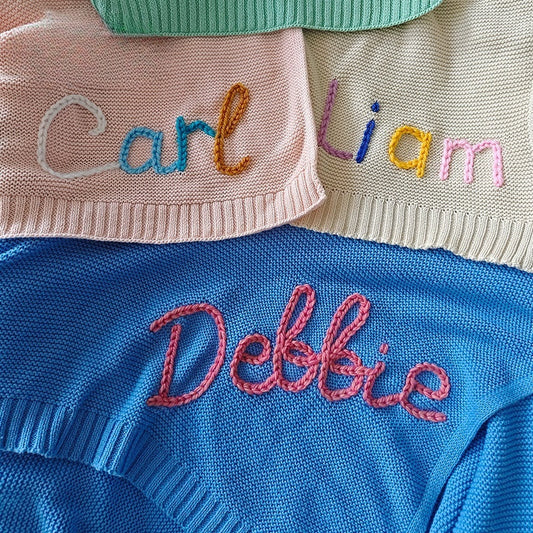 Individual baby blanket with name - A personalized cuddle experience made of cotton knit