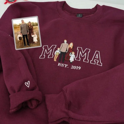 Custom Mama Sweatshirt with Kids Names Embroidered Personalized Mother’s Day Crewneck
