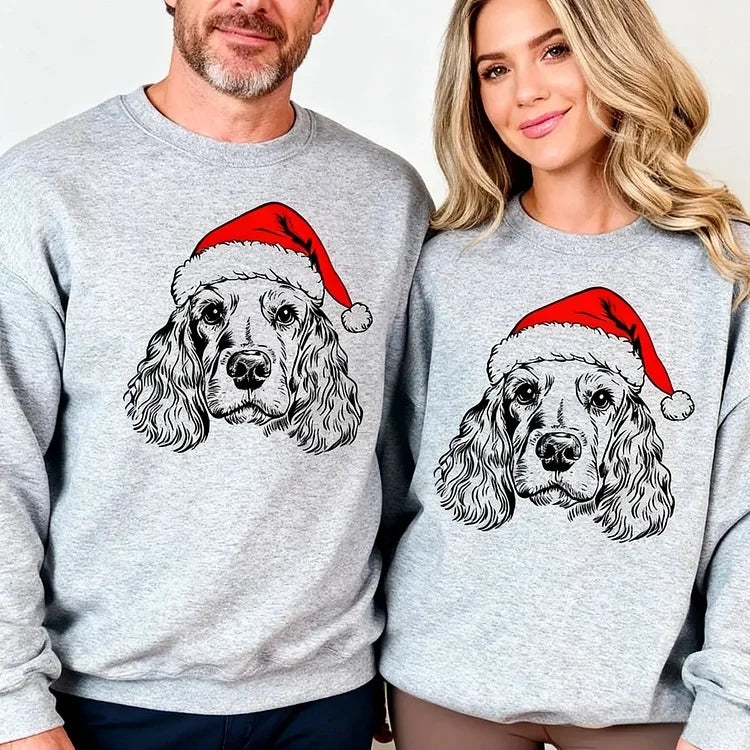 Personalized Pet Christmas Sweater - Custom Dog & Cat Holiday Sweatshirt with Santa Hat Design