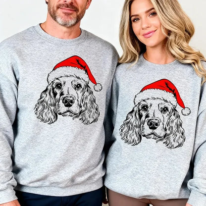 Personalized Pet Christmas Sweater - Custom Dog & Cat Holiday Sweatshirt with Santa Hat Design