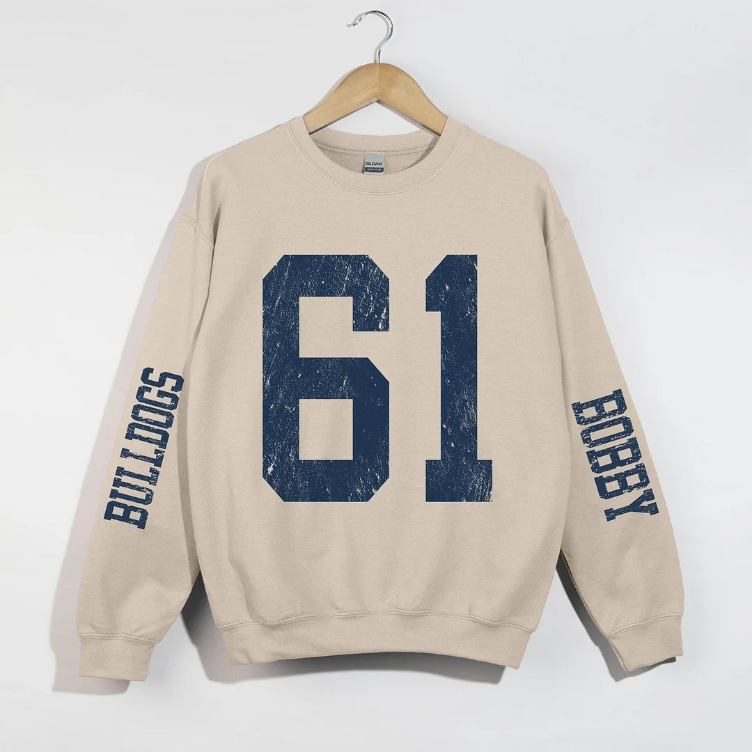 Oversized Number Varsity Pullover – Custom Distressed Letterman Style