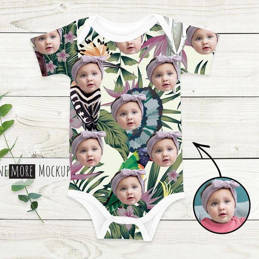 Custom Photo Baby Bodysuit Tropical Vegetation All Over Print