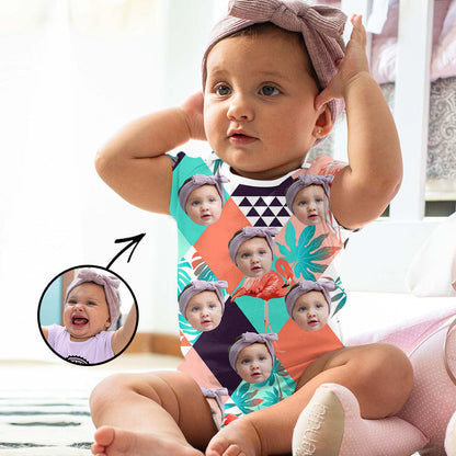 Custom Photo Baby Bodysuit Tropical Vegetation All Over Print
