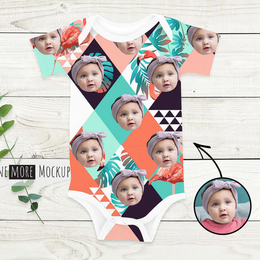Custom Photo Baby Bodysuit Tropical Vegetation All Over Print