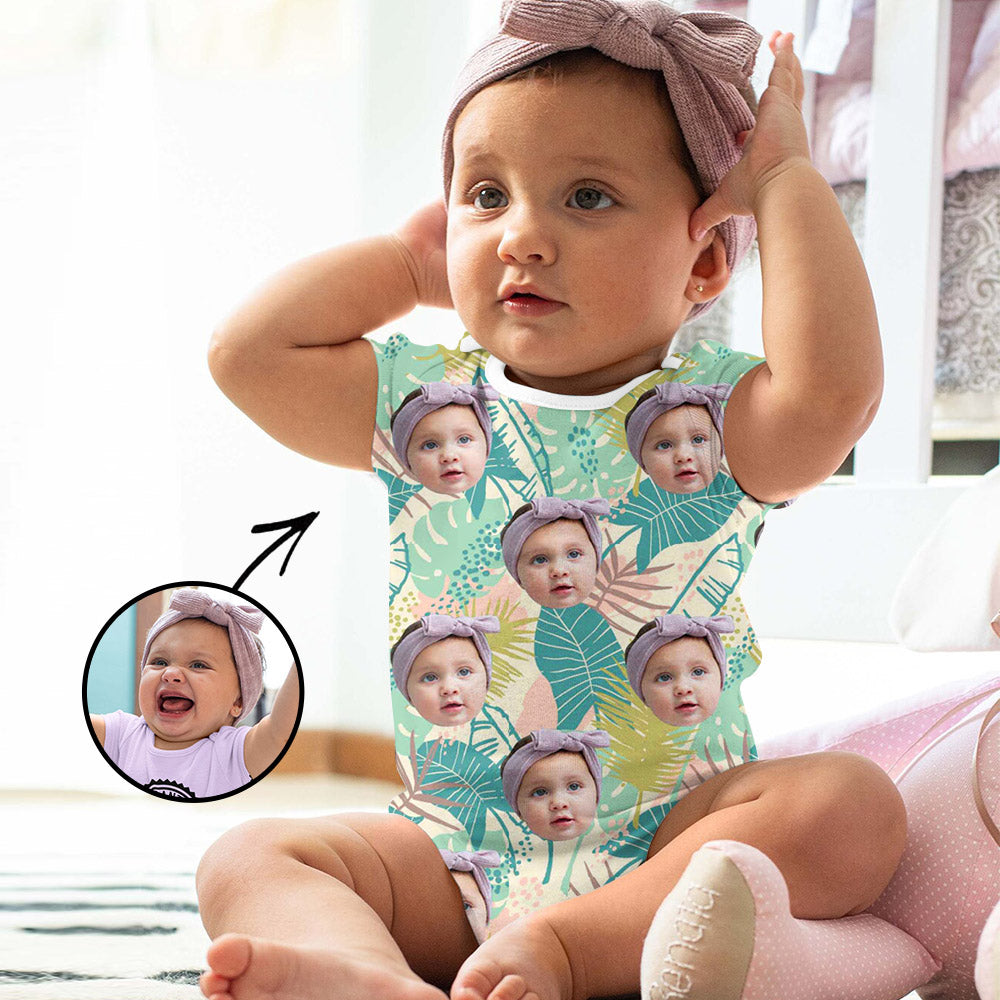 Custom Photo Baby Bodysuit Tropical Vegetation All Over Print