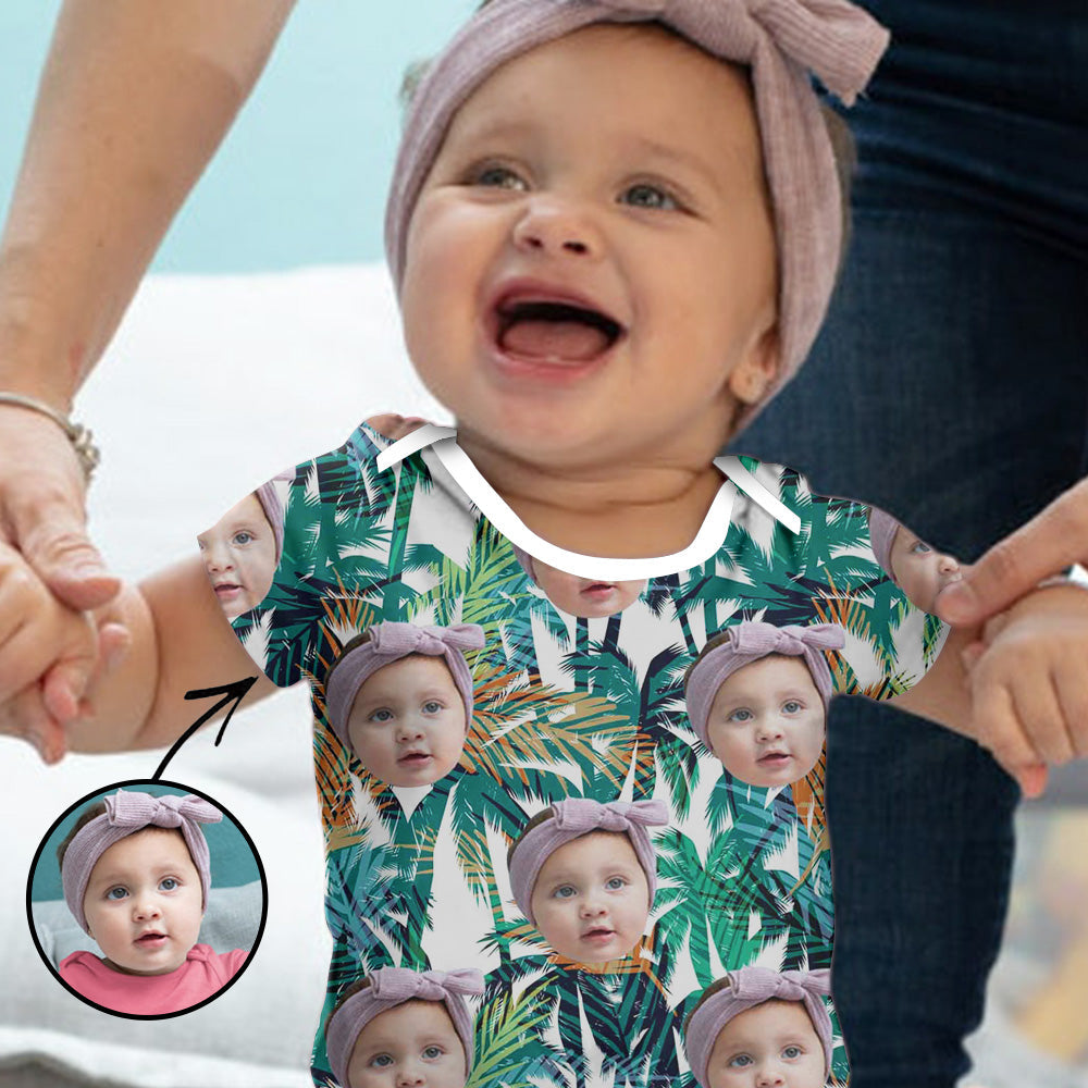 Custom Photo Baby Bodysuit Tropical Vegetation All Over Print