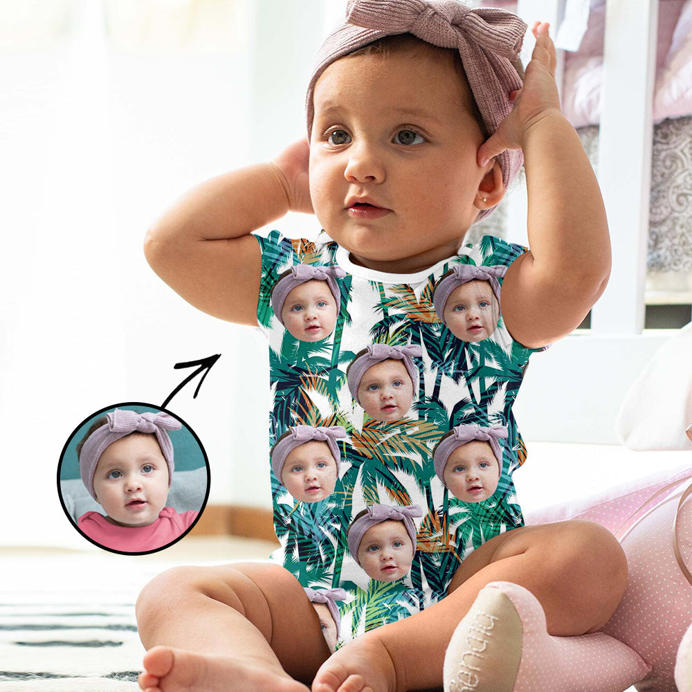 Custom Photo Baby Bodysuit Tropical Vegetation All Over Print
