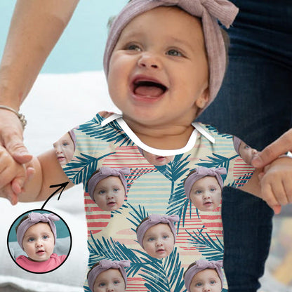Custom Photo Baby Bodysuit Tropical Vegetation All Over Print