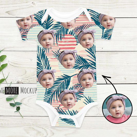 Custom Photo Baby Bodysuit Tropical Vegetation All Over Print