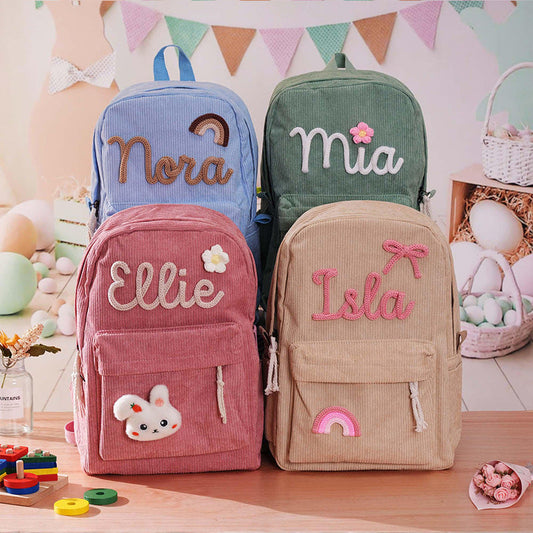 Individual children's backpack – first and last name personalized from corduroy