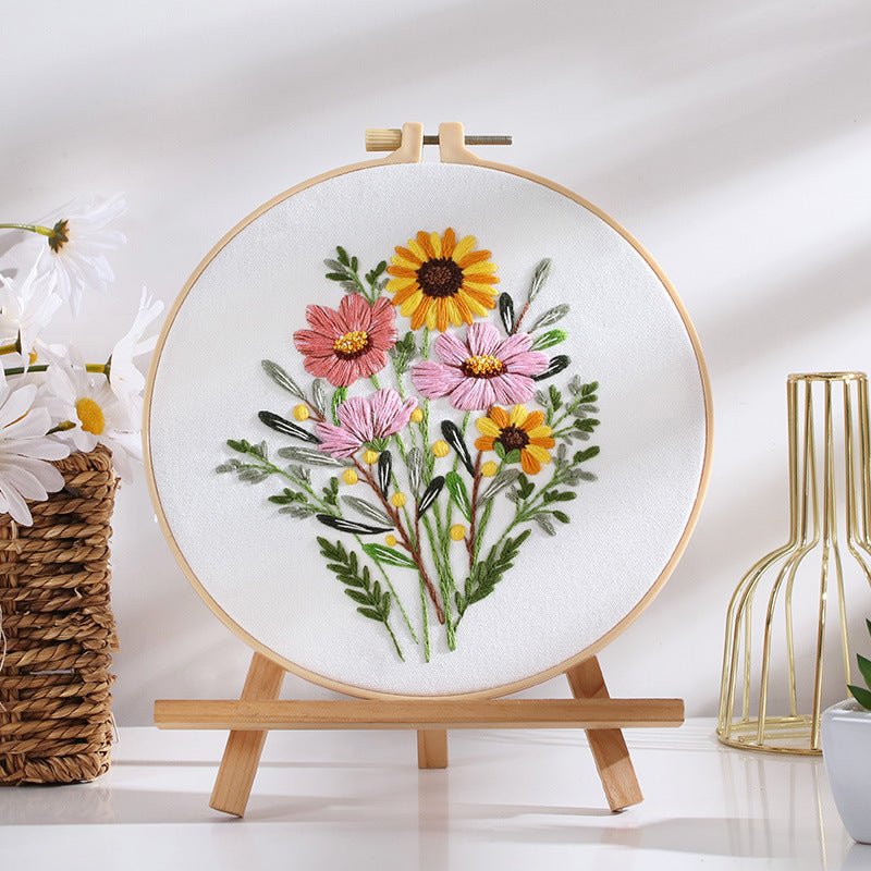 Holiday Embroidery DIY Set Embroidery Kit For Beginner - Creative Handmade Gift with Hoop, Thread & Felt