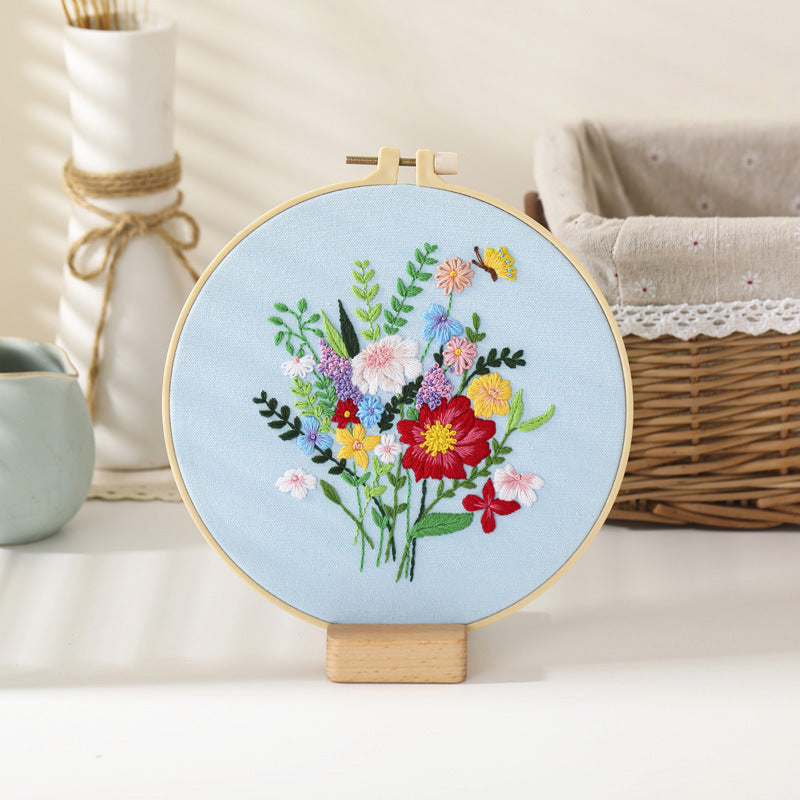 Festive DIY Handcraft Kit Embroidery Kit For Beginner - Make Your Own Embroidery Art, Perfect Holiday Gift Idea flowers embroidery