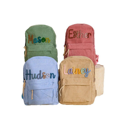 Name printed – unique backpack for girls & boys made of corduroy