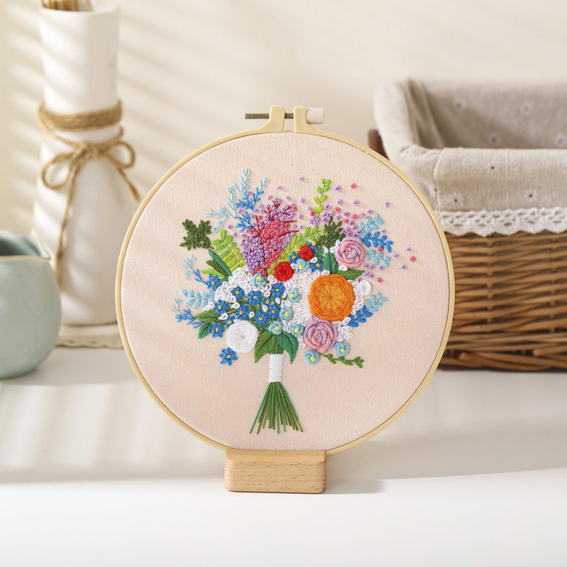 Festive DIY Handcraft Kit Embroidery Kit For Beginner - Make Your Own Embroidery Art, Perfect Holiday Gift Idea flowers embroidery