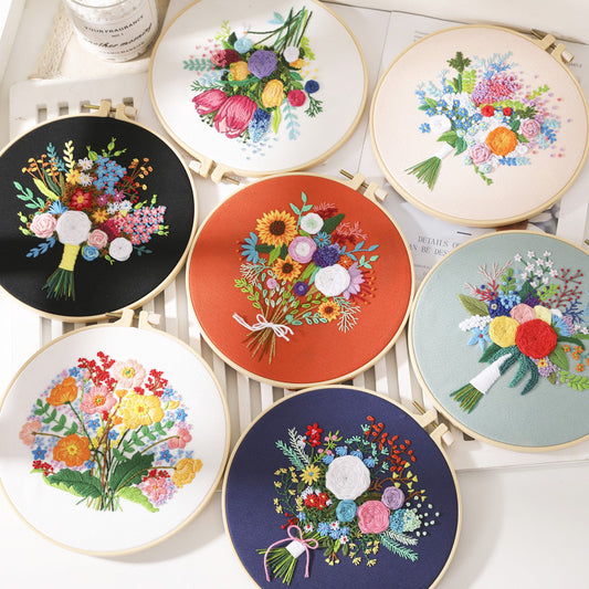Festive DIY Handcraft Kit Embroidery Kit For Beginner - Make Your Own Embroidery Art, Perfect Holiday Gift Idea flowers embroidery