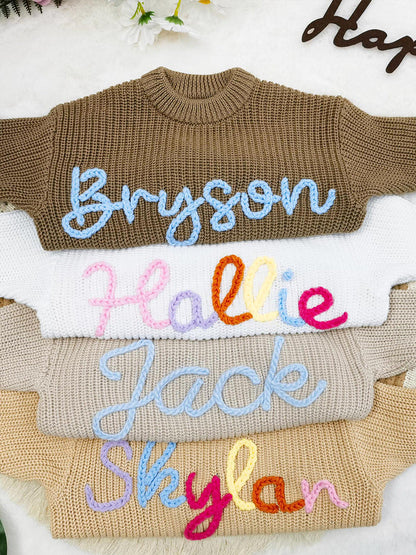 Christmas/Baby Shower Gift – Personalized Name Sweater for Toddlers, Cozy & Festive