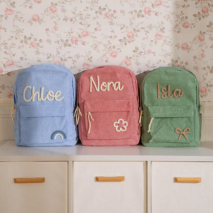 Name printed – unique backpack for girls & boys made of corduroy
