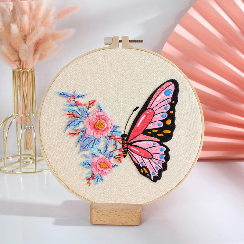 Personalized Embroidery Starter Kit Embroidery Kit For Beginner - Unique Creative Gift for Christmas & Holidays butterfly embroidered
