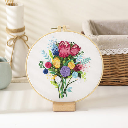 Festive DIY Handcraft Kit Embroidery Kit For Beginner - Make Your Own Embroidery Art, Perfect Holiday Gift Idea flowers embroidery