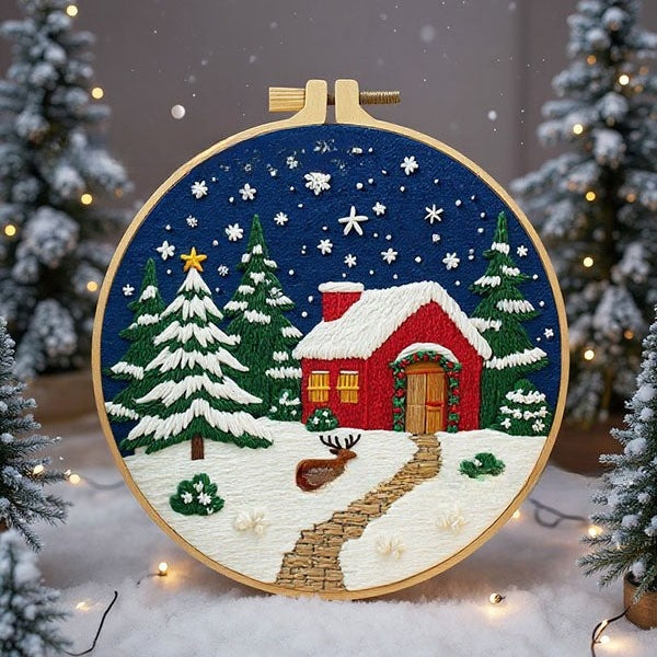Christmas Tree Embroidery DIY Kit Embroidery Kit For Beginner - Creative Holiday Handcraft Gift
