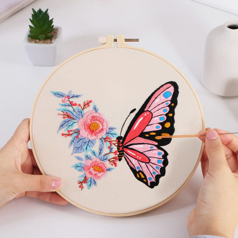 Personalized Embroidery Starter Kit Embroidery Kit For Beginner - Unique Creative Gift for Christmas & Holidays butterfly embroidered