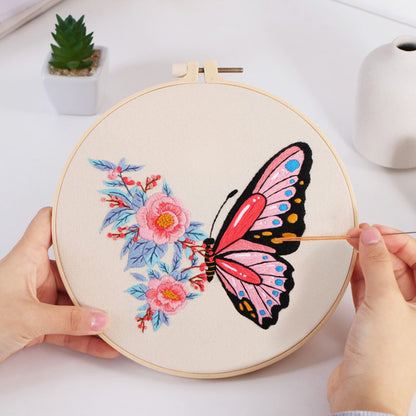 Personalized Embroidery Starter Kit Embroidery Kit For Beginner - Unique Creative Gift for Christmas & Holidays butterfly embroidered
