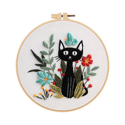 Embroidery DIY Kit Embroidery Kit For Beginner - Complete Creative Handcraft Gift for Holidays & Celebrations Cat embroidered