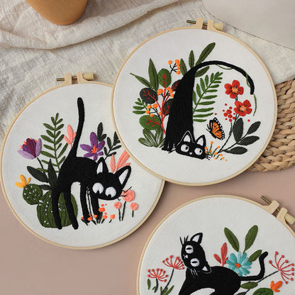 Embroidery DIY Kit Embroidery Kit For Beginner - Complete Creative Handcraft Gift for Holidays & Celebrations Cat embroidered