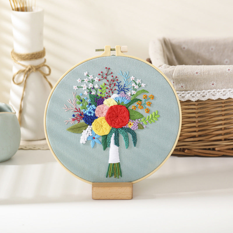 Festive DIY Handcraft Kit Embroidery Kit For Beginner - Make Your Own Embroidery Art, Perfect Holiday Gift Idea flowers embroidery