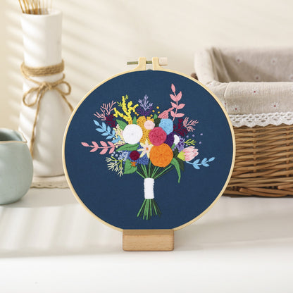 Festive DIY Handcraft Kit Embroidery Kit For Beginner - Make Your Own Embroidery Art, Perfect Holiday Gift Idea flowers embroidery