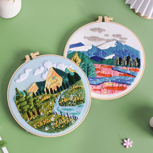 Creative Stitch Craft Kit Embroidery Kit For Beginner - Relaxing Holiday Activity & Thoughtful handmade Gift Landscape embroidery