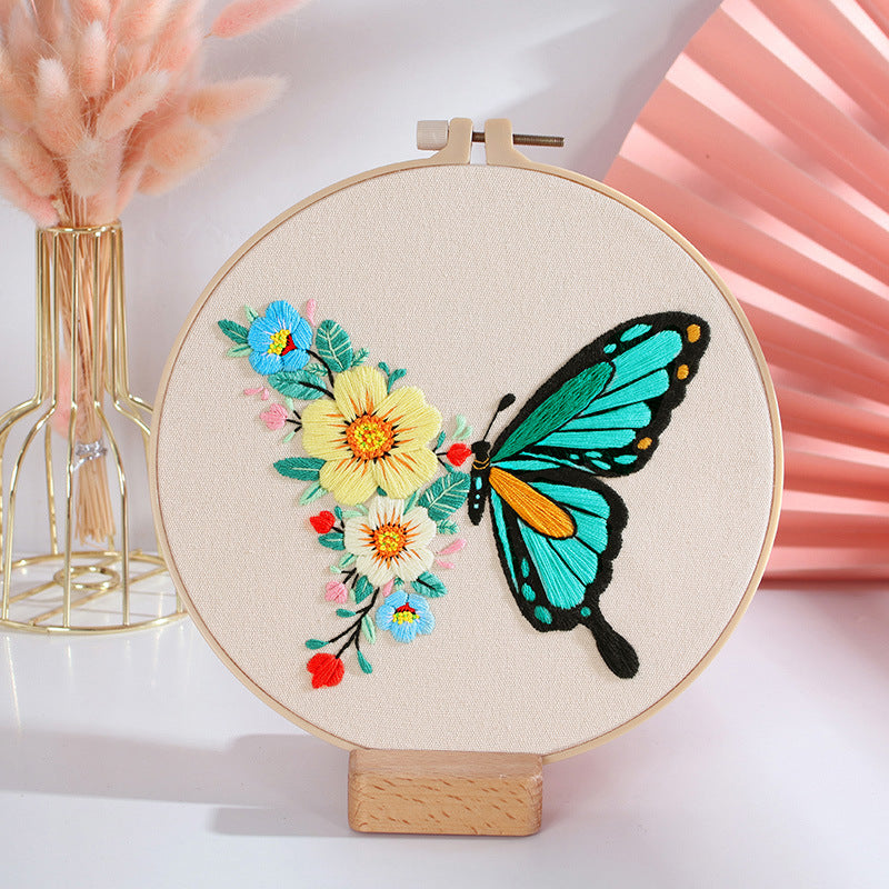 Personalized Embroidery Starter Kit Embroidery Kit For Beginner - Unique Creative Gift for Christmas & Holidays butterfly embroidered