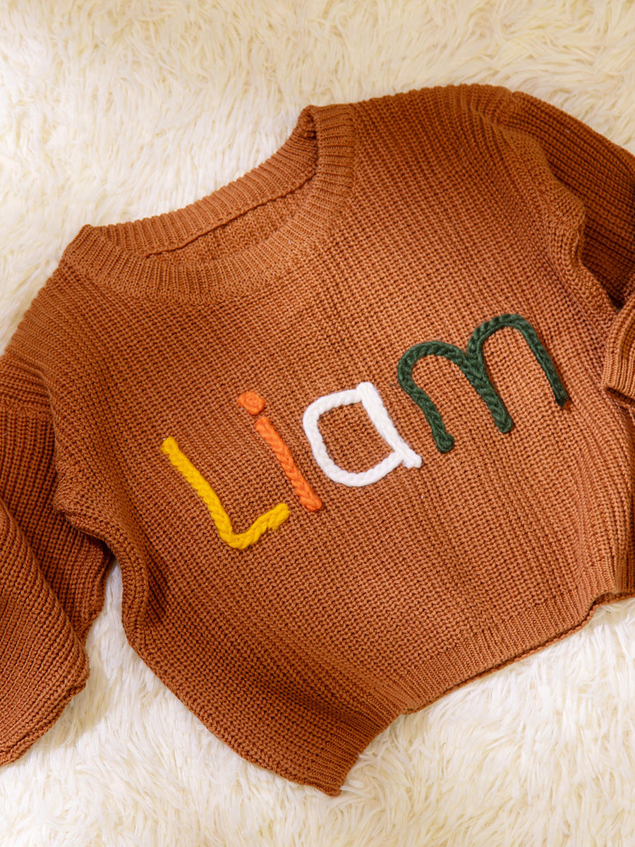 Baby sweatshirt for every day – Embroidered name, soft cotton blend for playing