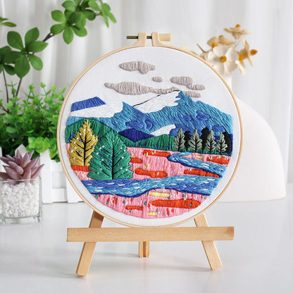Creative Stitch Craft Kit Embroidery Kit For Beginner - Relaxing Holiday Activity & Thoughtful handmade Gift Landscape embroidery