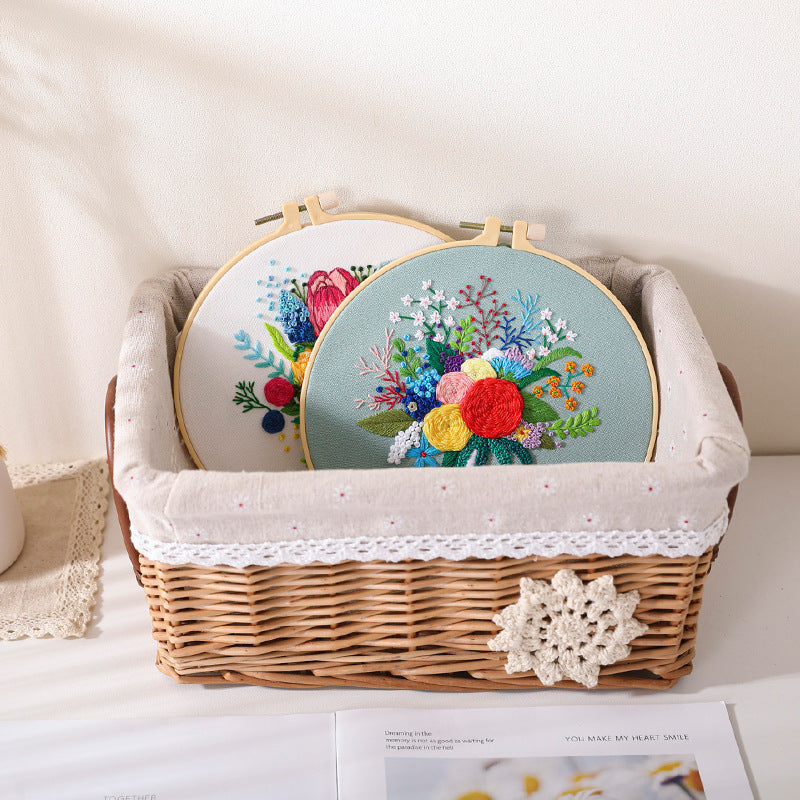 Festive DIY Handcraft Kit Embroidery Kit For Beginner - Make Your Own Embroidery Art, Perfect Holiday Gift Idea flowers embroidery