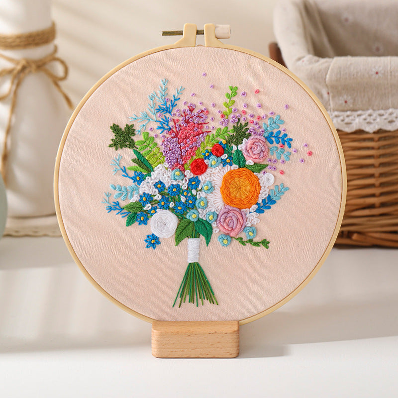 Festive DIY Handcraft Kit Embroidery Kit For Beginner - Make Your Own Embroidery Art, Perfect Holiday Gift Idea flowers embroidery