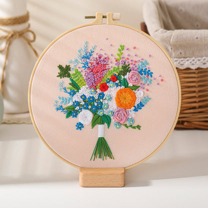 Festive DIY Handcraft Kit Embroidery Kit For Beginner - Make Your Own Embroidery Art, Perfect Holiday Gift Idea flowers embroidery