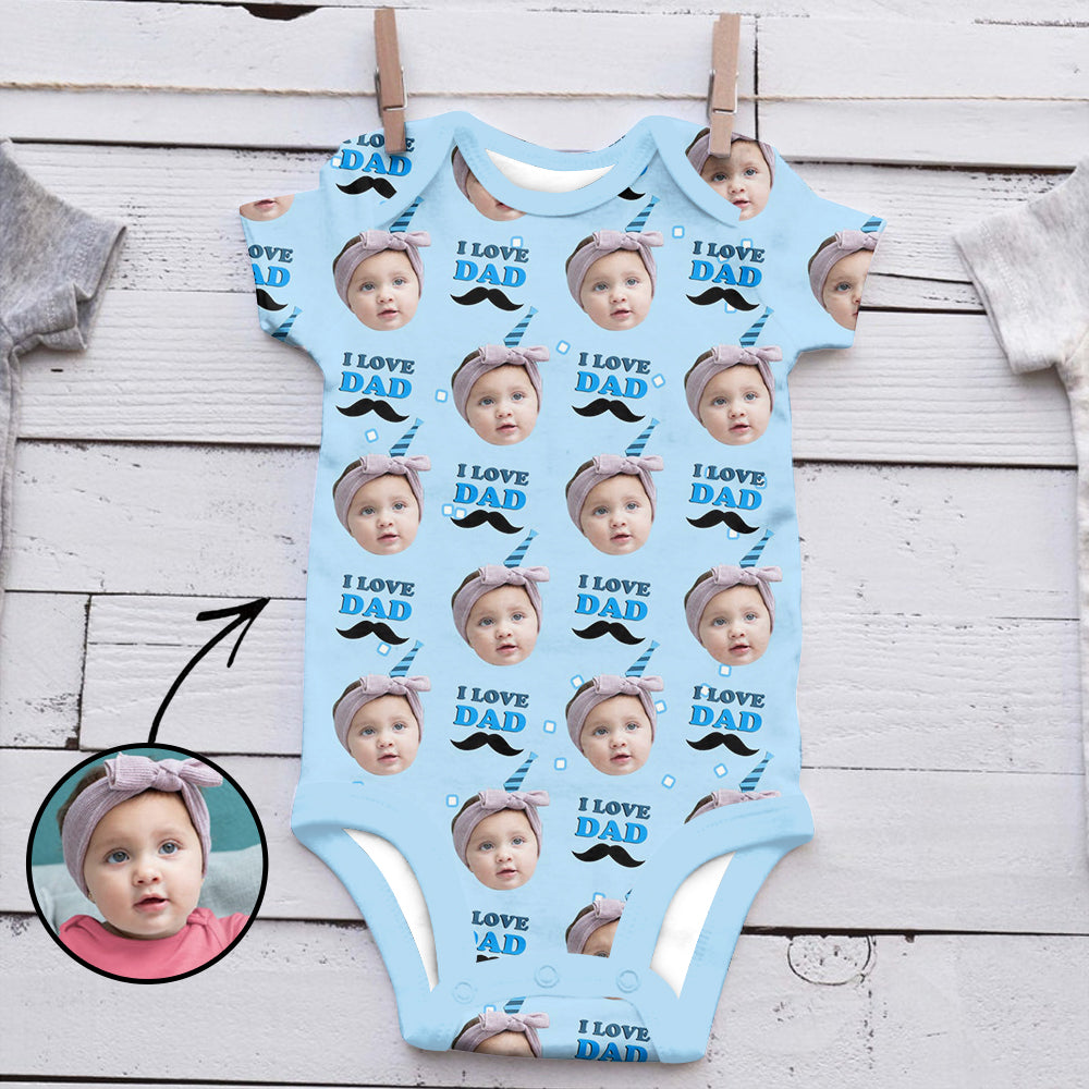 Custom Photo Baby Bodysuit I Love Dad Father's Day Gifts