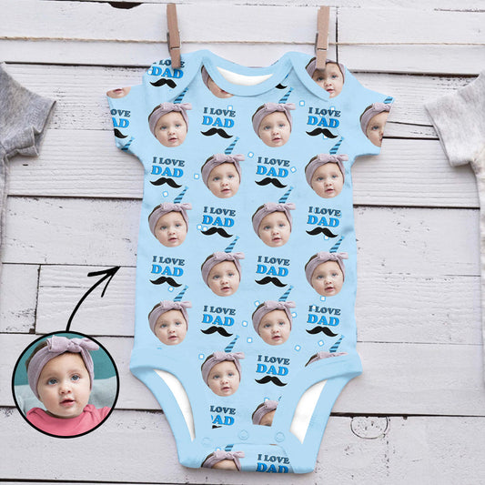 Custom Photo Baby Bodysuit I Love Dad Father's Day Gifts