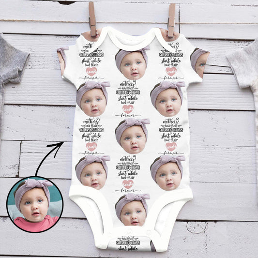 Custom Photo Baby Bodysuit Mothers Hold Their Children's Hands Mother's Day Gifts