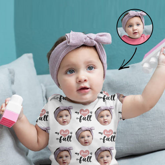Custom Photo Baby Bodysuit My Heart Is Full Mother's Day Gift