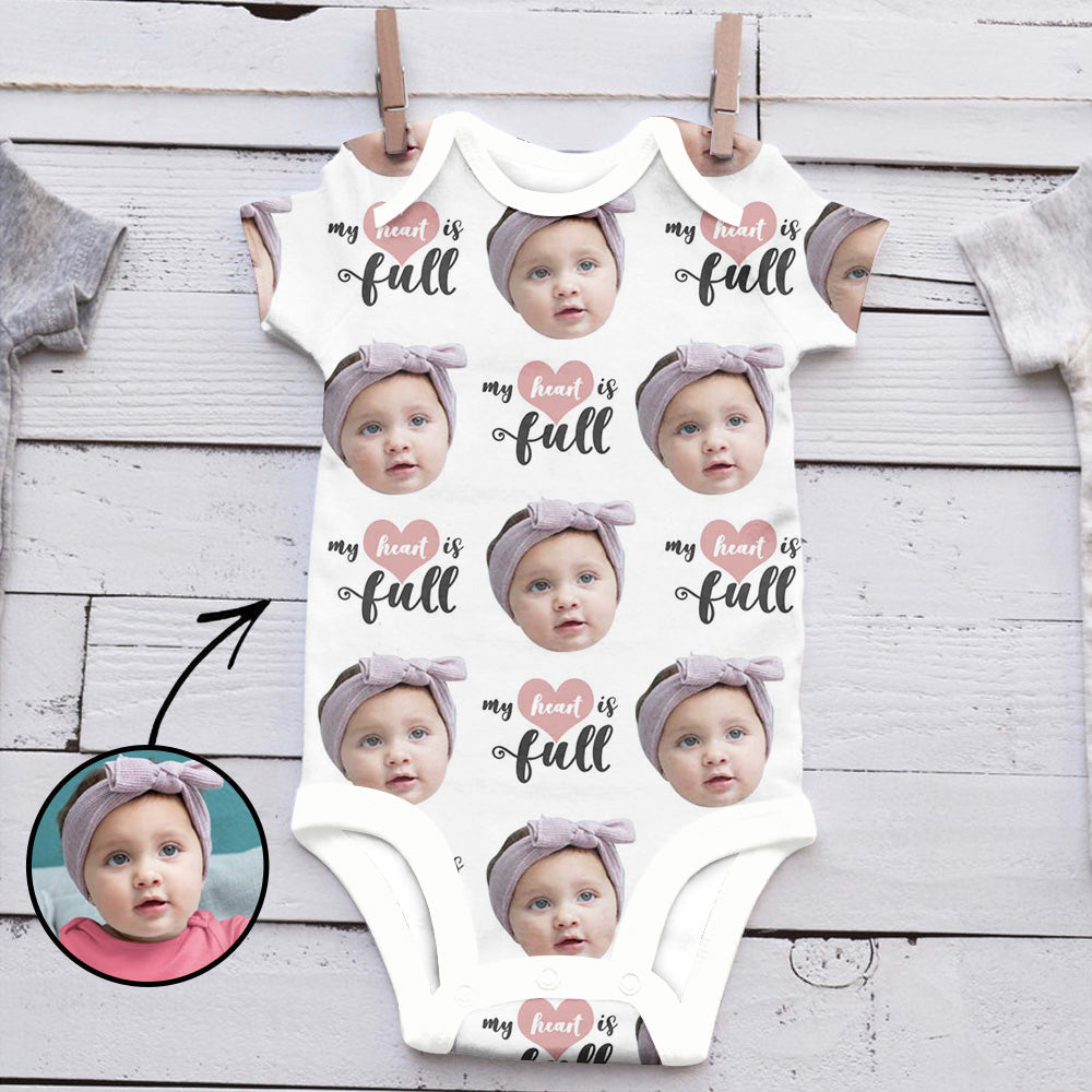 Custom Photo Baby Bodysuit My Heart Is Full Mother's Day Gift