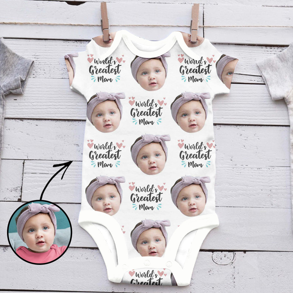 Custom Photo Baby Bodysuit World's Greatest Mom Mother's Day Gifts