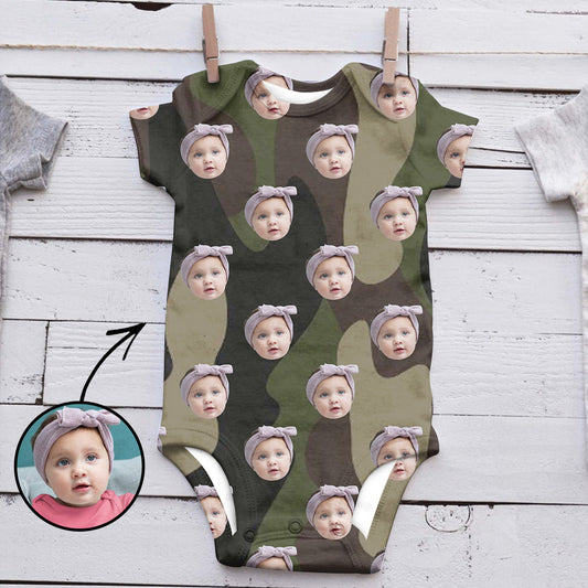 Custom Photo Baby Bodysuit Camouflage Father's Day Gifts