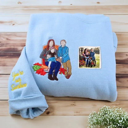 Embroidered Face Portrait Sweatshirt – Personalized Gift for Parents