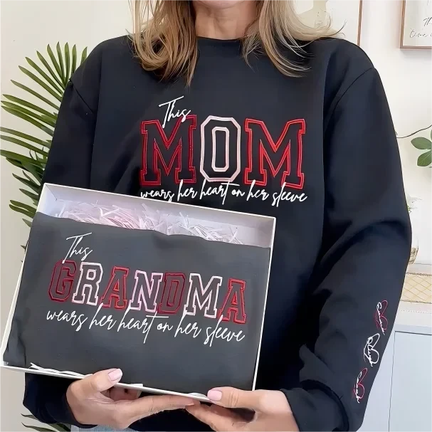 Custom Embroidered Mom’s Love Is Stitched Into Every Hug Sweatshirt | Mother’s Day Gift